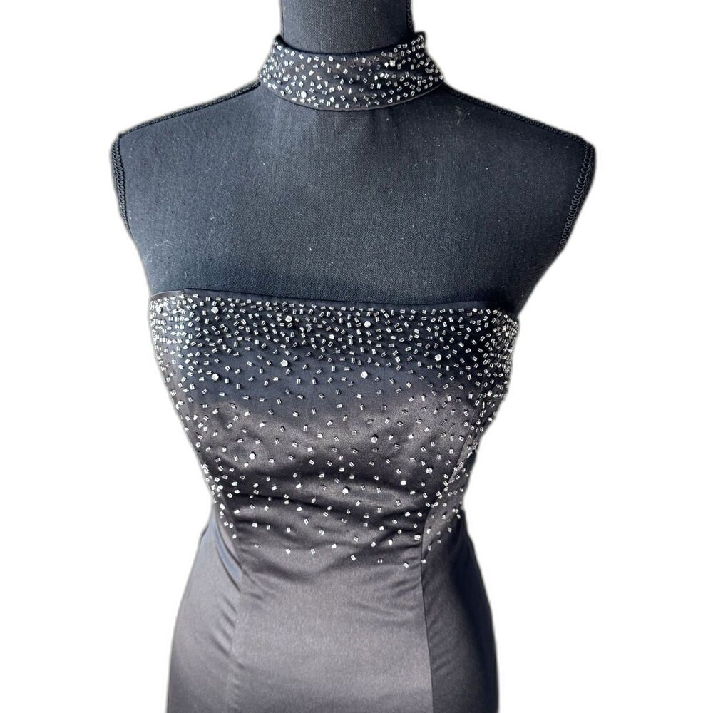 Vintage y2k Morgan and Co prom dress beaded choker train (10401)